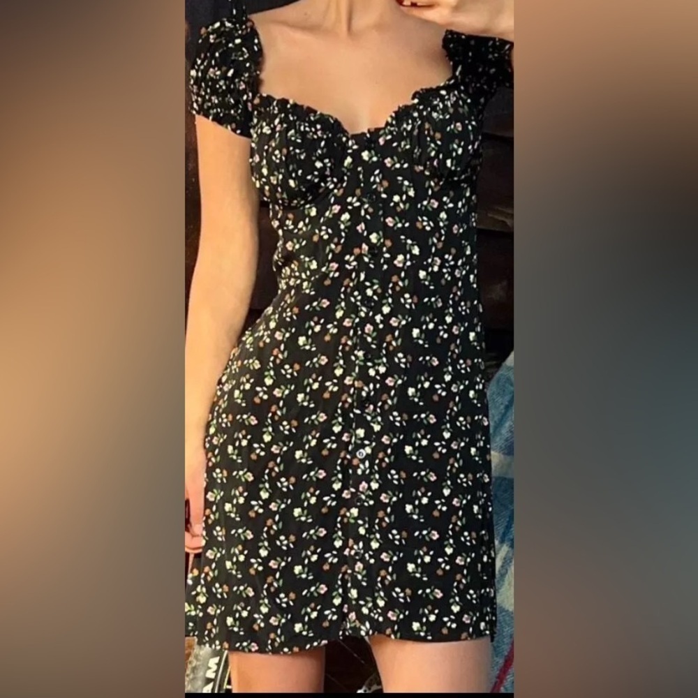 With Jean Isabelle Mini Dress Floral Black Size Small